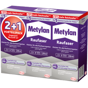 Metylan Raufaser Tapetenkleister, 3er Pack (3 x 180g) für bis zu 87m².