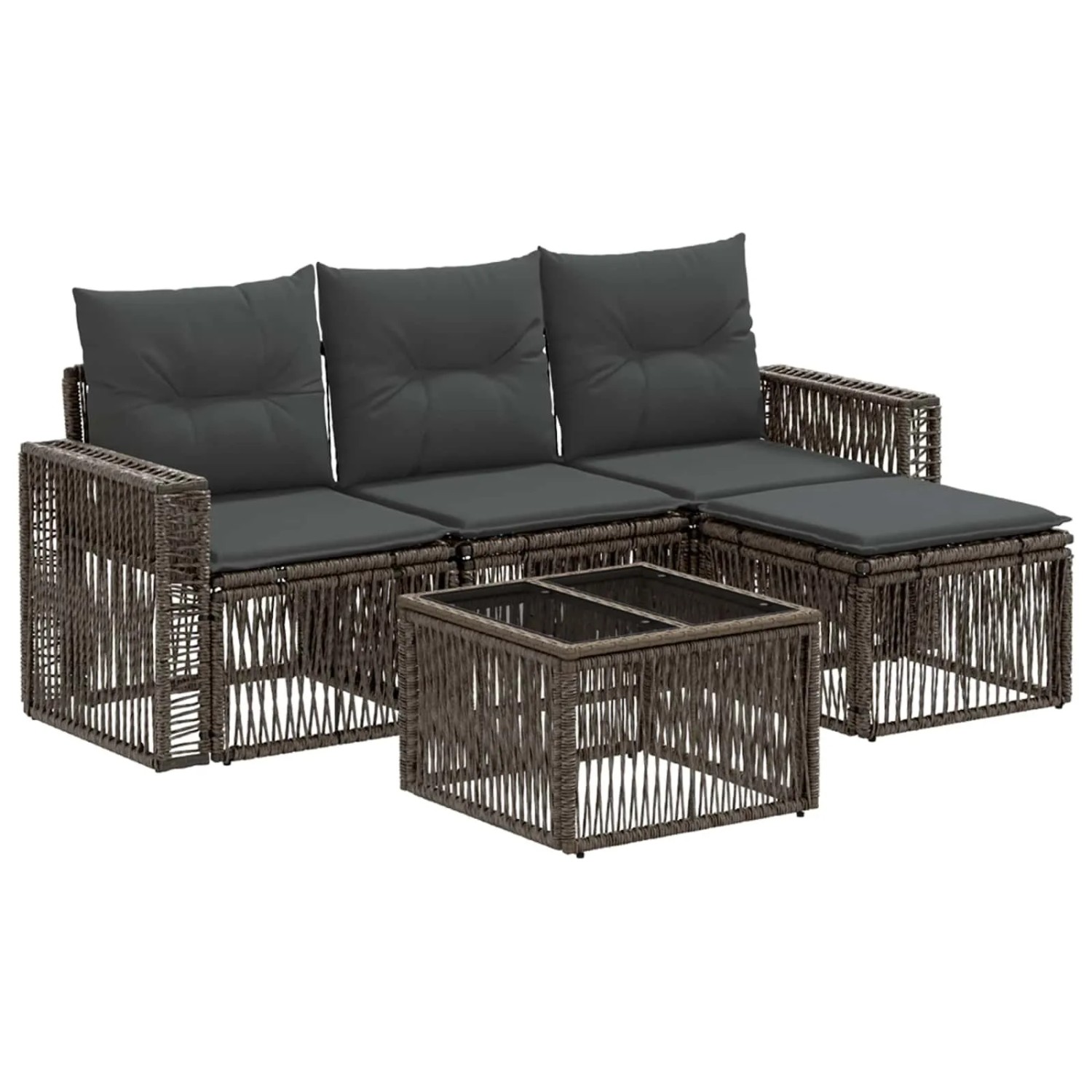 vidaXL Gartensofa-Set 5-Tlg Grau und Dunkelgrau Poly-Rattan 3435107