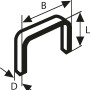Bosch Feindrahtklammer Typ 53, 8 mm, für Tacker. Detailaufnahme der Klammer mit Maßangaben.