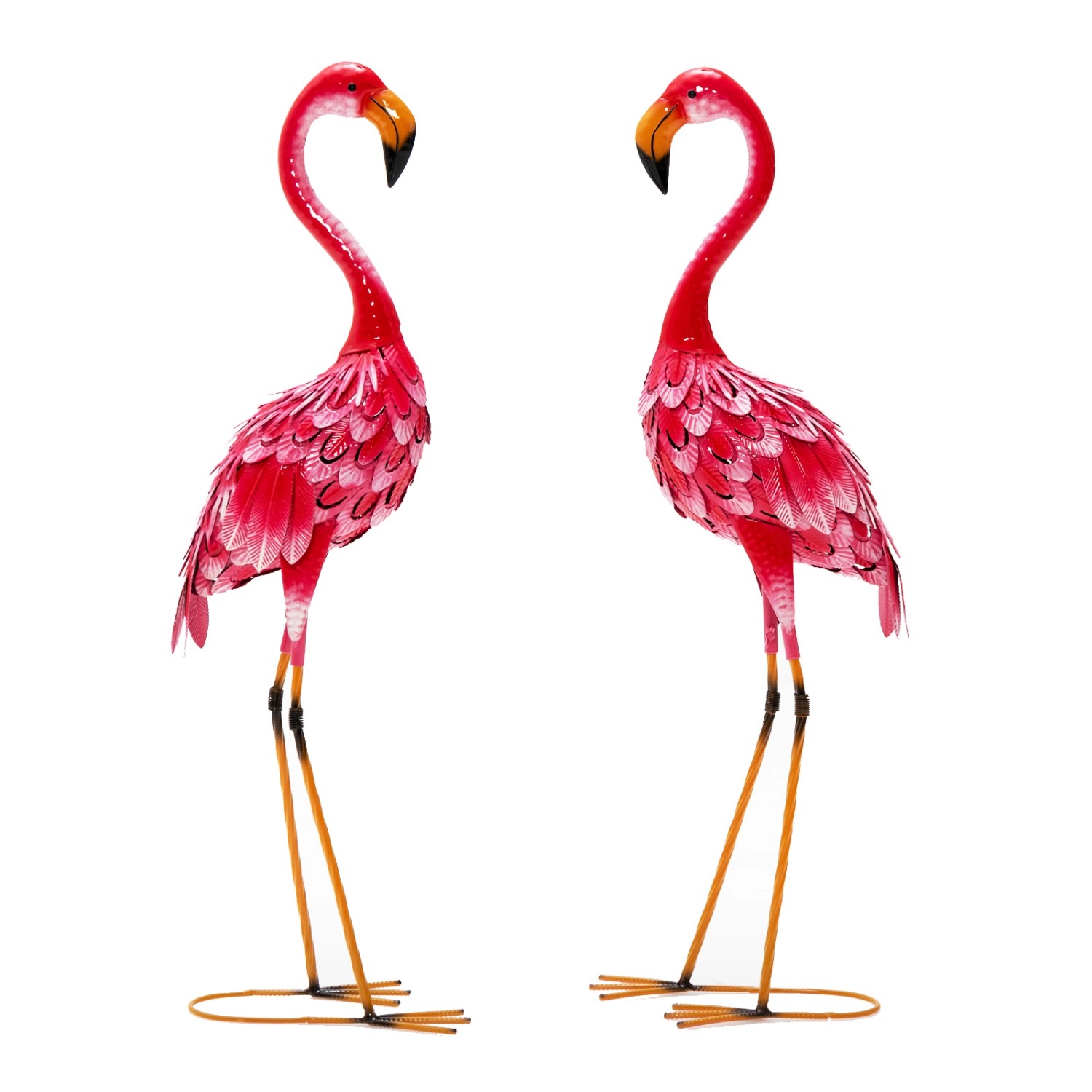 Costway 2er Set Flamingo Gartenstatuen Metallfigur Rosa günstig online kaufen