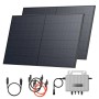 Solarway Balkonkraftwerk 1000W Komplettset mit zwei Solarmodulen, Wechselrichter und Zubehör.