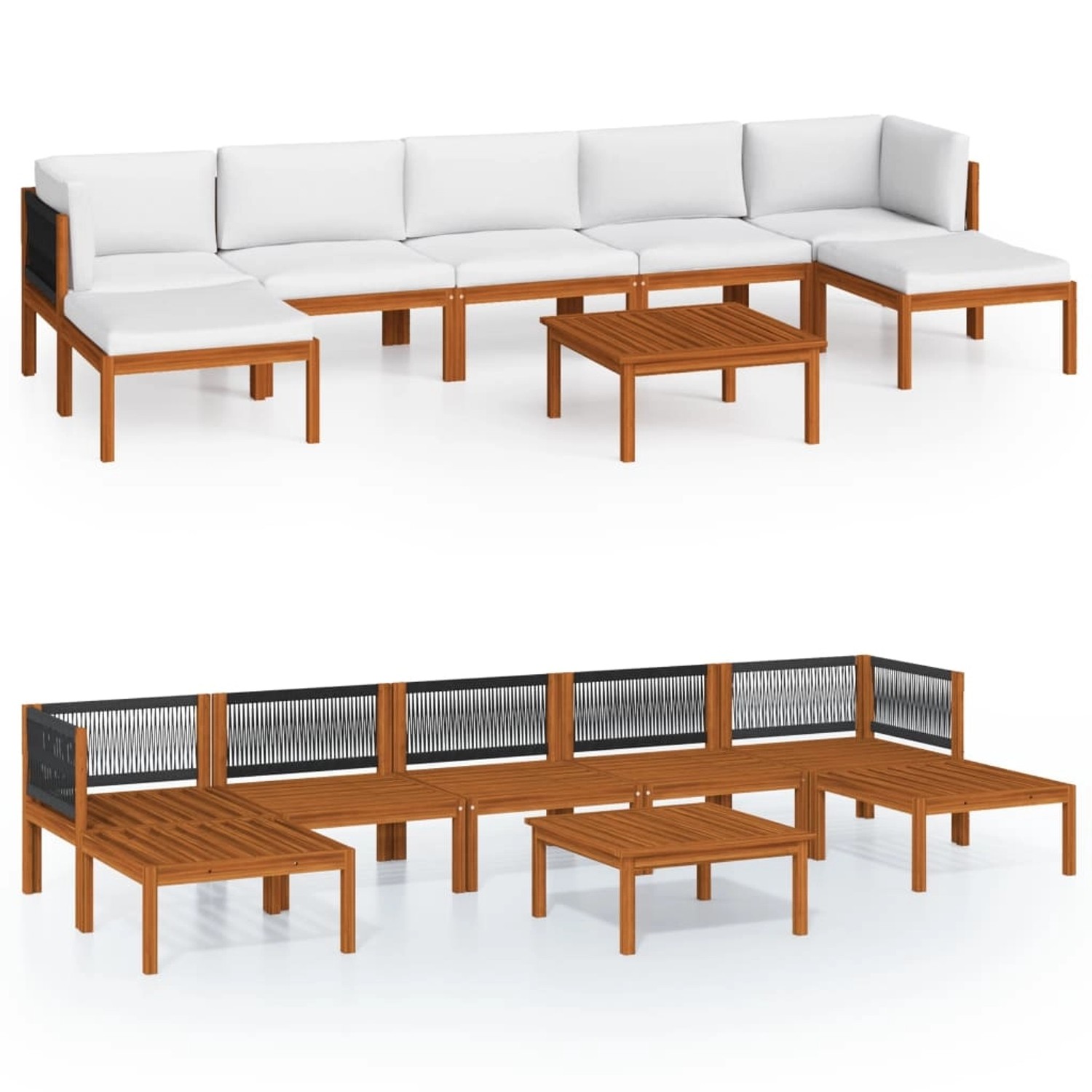 vidaXL 8-Teiliges Garten-Lounge-Set mit Kissen Creme 63x63 cm 3057906