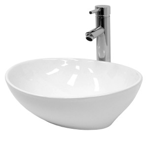 ECD Germany Handwaschbecken, Keramik, 410x330mm, inkl. Ablaufgarnitur.