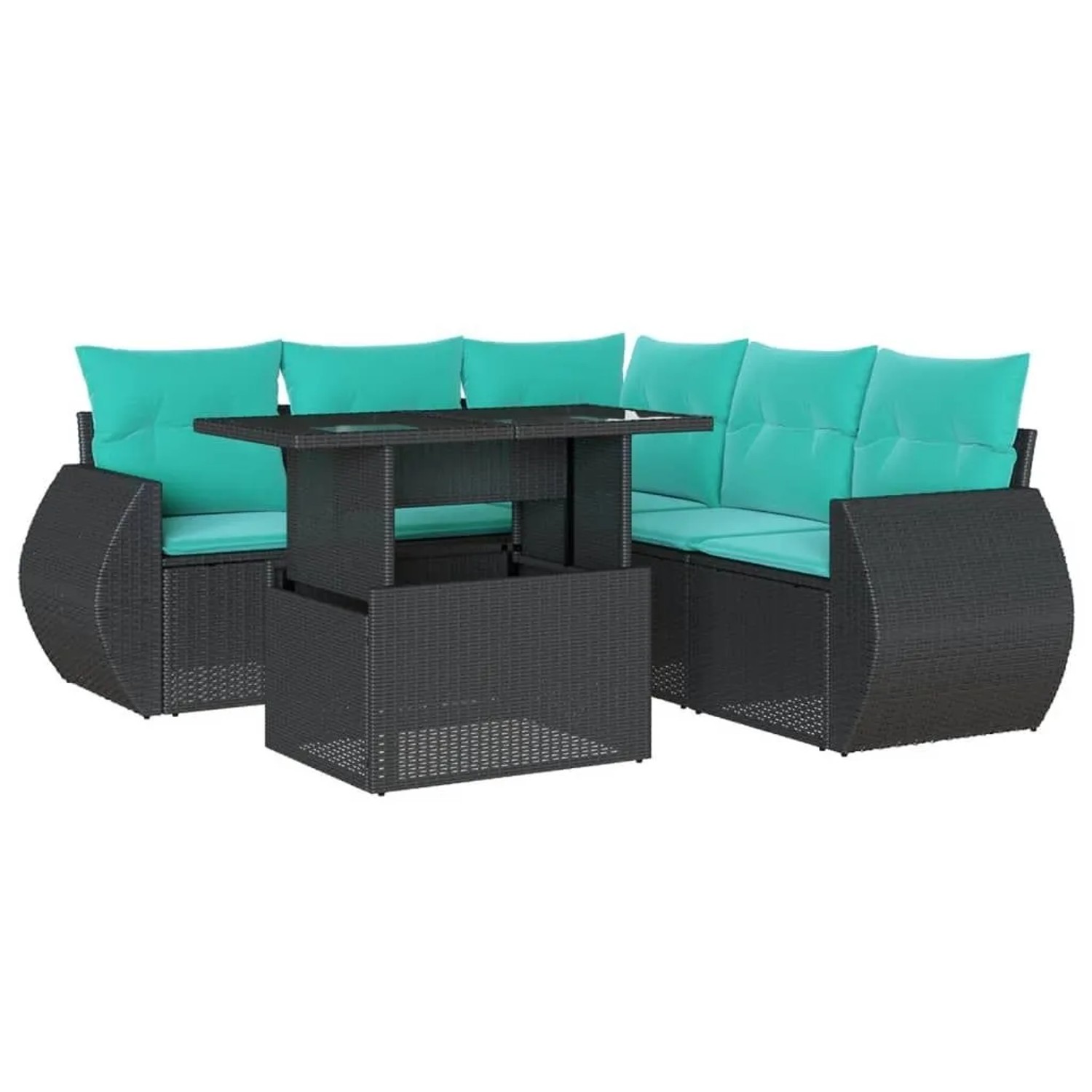 vidaXL 6-Tlg Gartensofa-Set mit Kissen Schwarz Polyrattan 3268527 günstig online kaufen