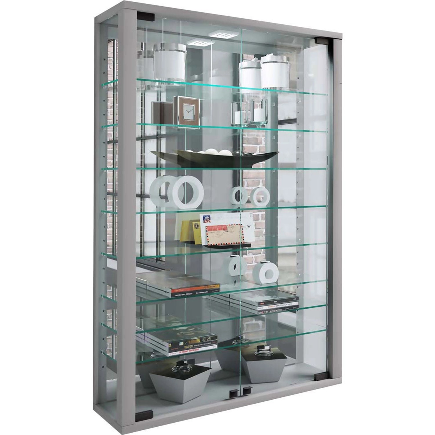 ebuy24 VitrosaMini Vitrinenschrank Wandhängend mit Spiegel 2 Glastüren Inkl günstig online kaufen