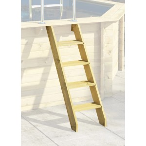 Holzleiter für Karibu Pool X4. Leiter aus Holz mit vier Sprossen zum Einhängen in den Pool.