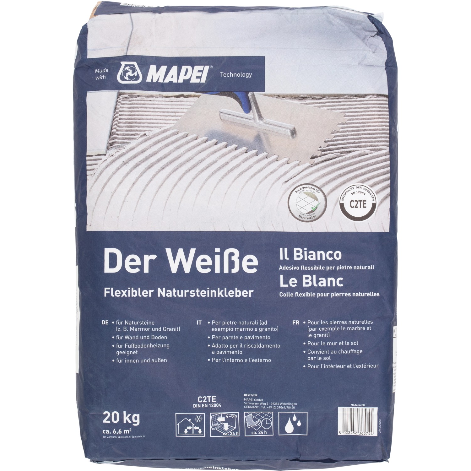 Der Weiße Natursteinmörtel C2TE 20 kg