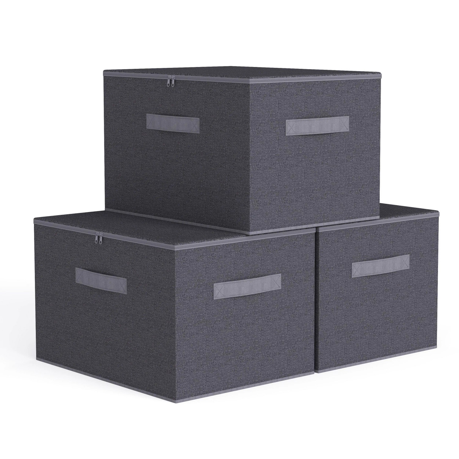 Sekey Aufbewahrungsbox mit Deckel aus Vliesstoff Faltbare Stoffboxen Faltbox Organizer für Kleidung Aufbewahrungsboxen für Schrank und Regal