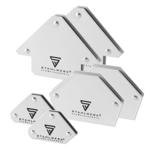 STAHLWERK Magnet-Schweißwinkel Set, 6-teilig, verschiedene Winkel für Schweißarbeiten.
