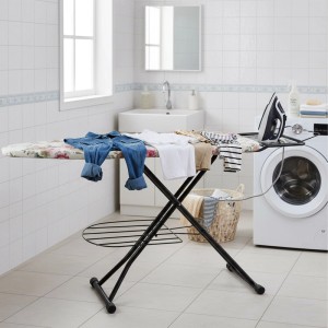 Relaxdays Bügelbrett Stahl Bunt Höhenverstellbar Klappbar mit Bügeleisenablage 110 cm x 33 cm