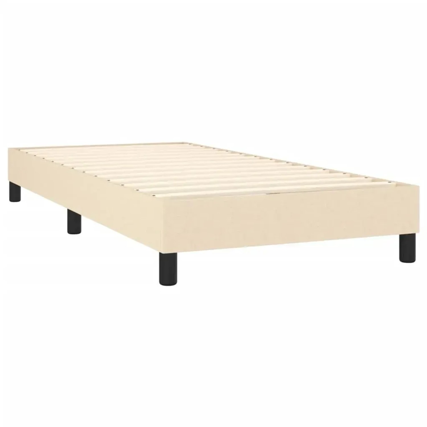 Cremefarbenes vidaXL Boxspringbett 90x190 cm mit Lattenrost und schwarzen Füßen.