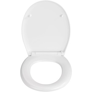 Weißer Wenko Toilettendeckel Rieti mit Absenkautomatik, geöffnet.