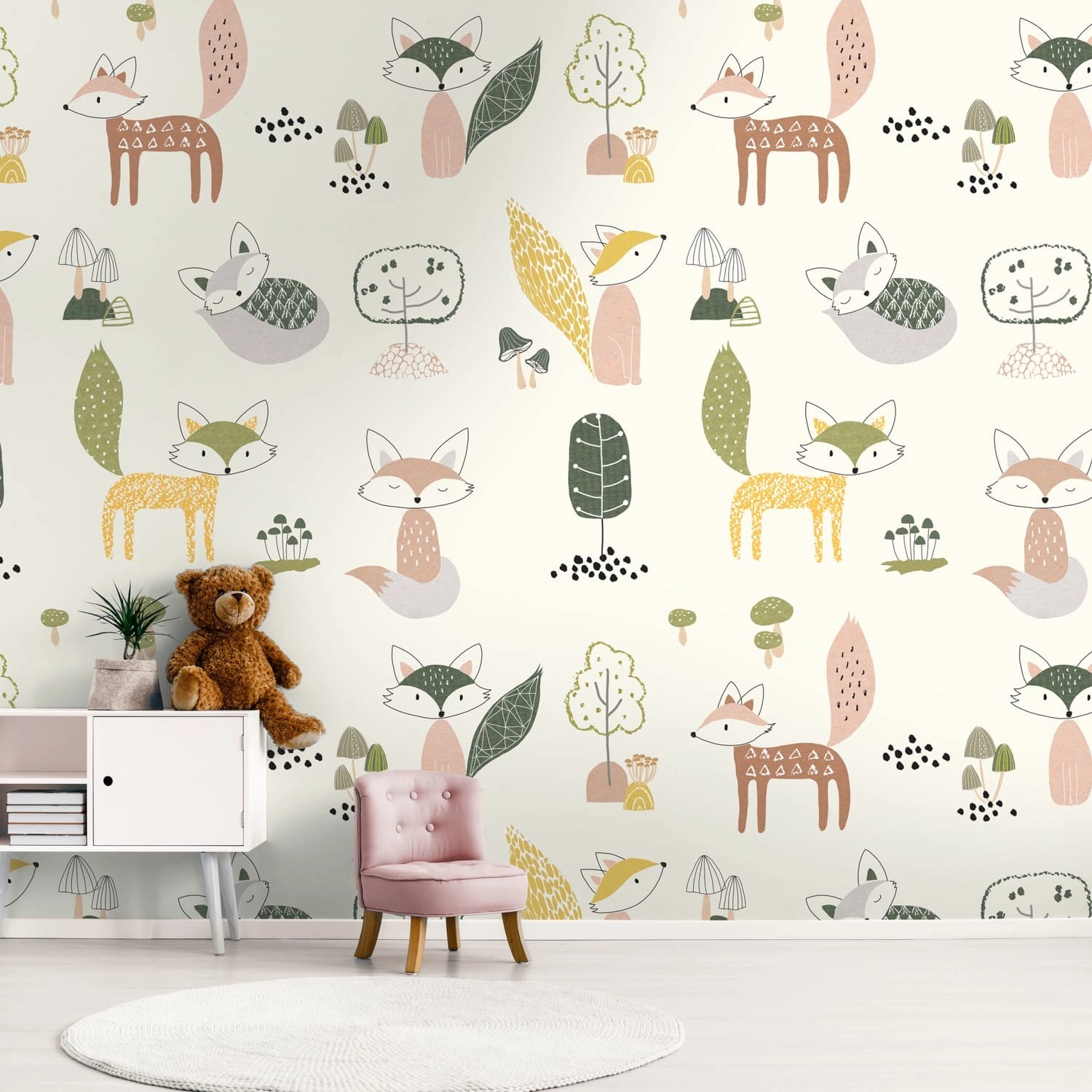 PROFHOME 391891-GU Fototapete Kindertapete Creme Grün Gelb Beige 1,59 m x 2 günstig online kaufen