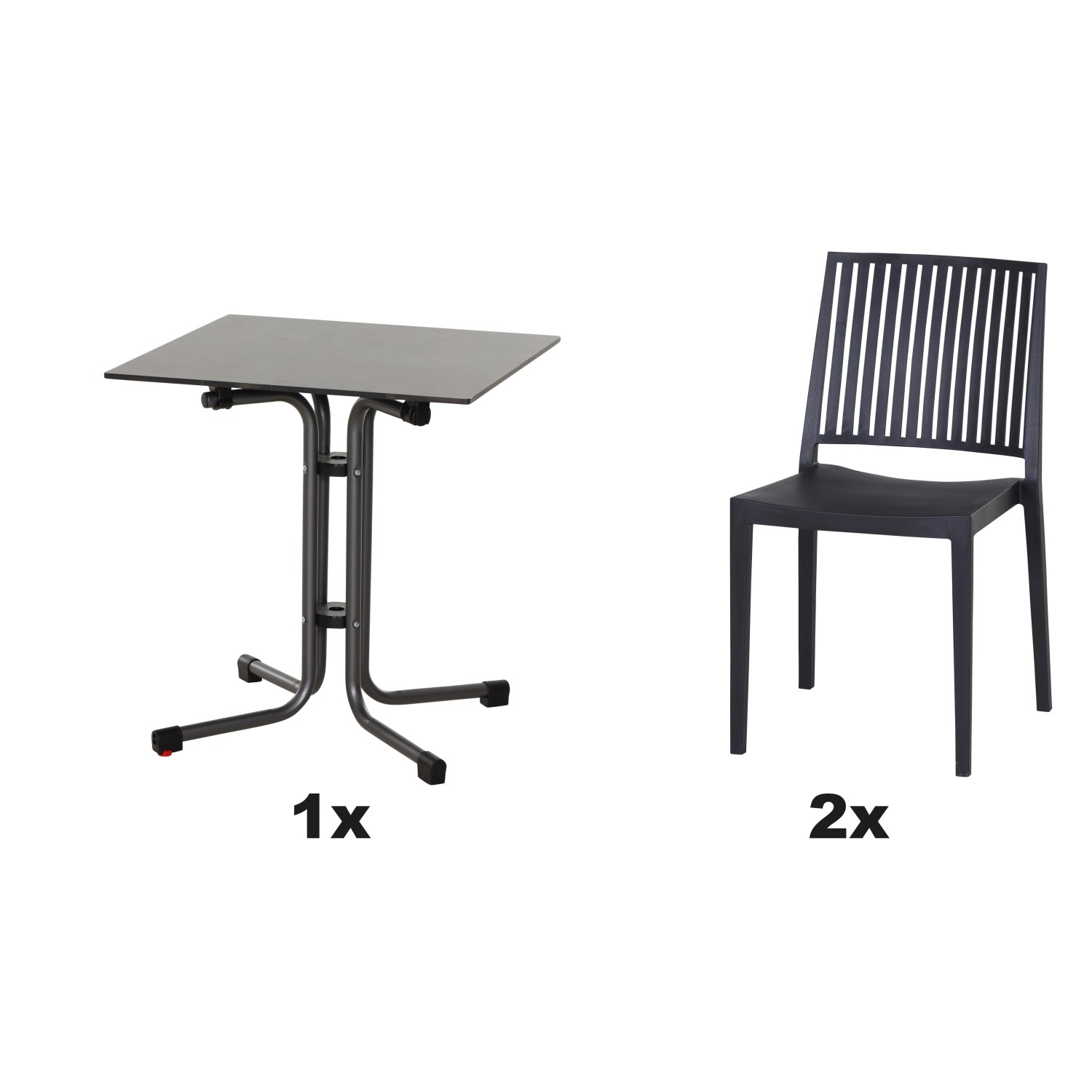 Siena Garden Gartenmöbel Set Lane 3-teilig Ø 65 cm x 71 cm Anthrazit
