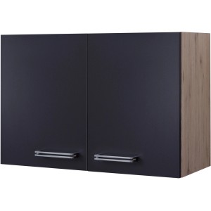 Flex-Well Hängeschrank Lara, 80 cm, Anthrazit und San Remo Eiche Dekor.