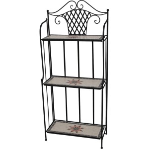 Siena Garden Regal Stella mit 3 Mosaik-Regalböden, klappbar und platzsparend.