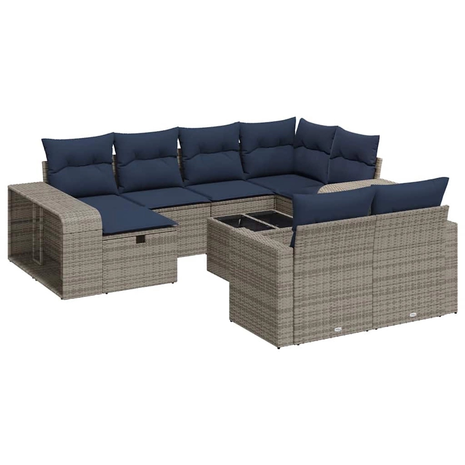 vidaXL 11-Tlg Garten-Sofagarnitur mit Kissen Grau Poly Rattan 3326075 günstig online kaufen