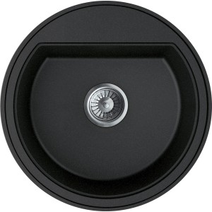 Runde Miló Einbauspüle Olli 51 in Graphit aus Granitverbundstoff mit Abfluss.