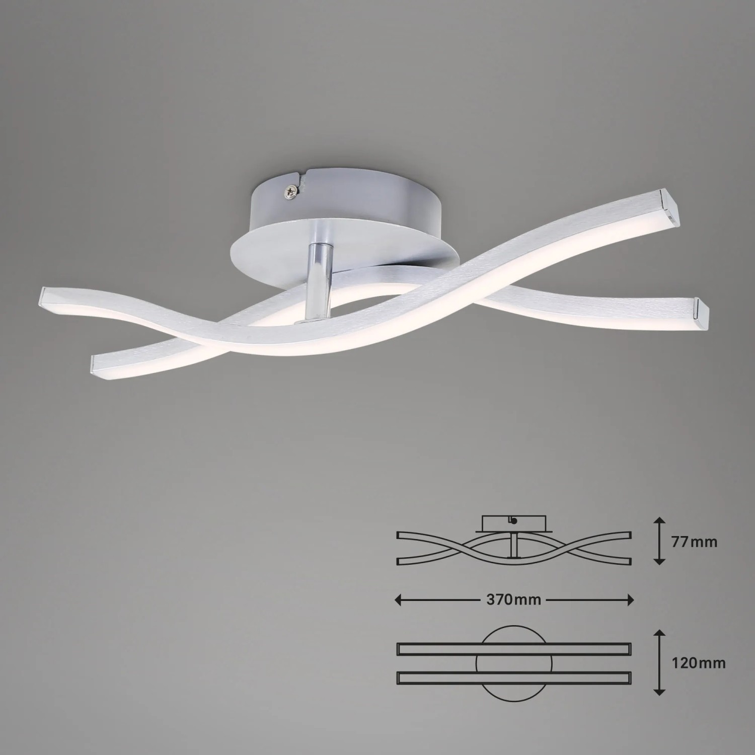 Lightbox LED-Deckenleuchte Grau Ø40cm – Moderne Deckenlampe Mit Warmweißem Licht, 42 Watt