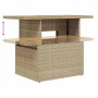 Beiger vidaXL Gartentisch aus Rattan, höhenverstellbare Tischplatte für Gartenmöbel Sets.