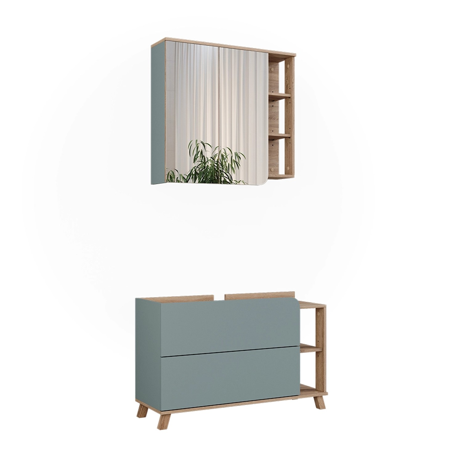 Vicco Badmöbel-Set Karen Sonoma/Blau 2 Teile günstig online kaufen