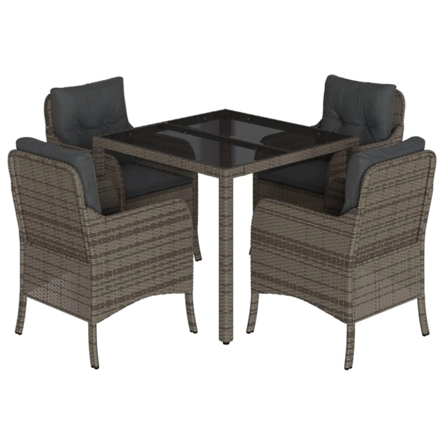 vidaXL 5-Tlg Garten-Essgruppe mit Kissen Grau Poly Rattan 3211855 günstig online kaufen