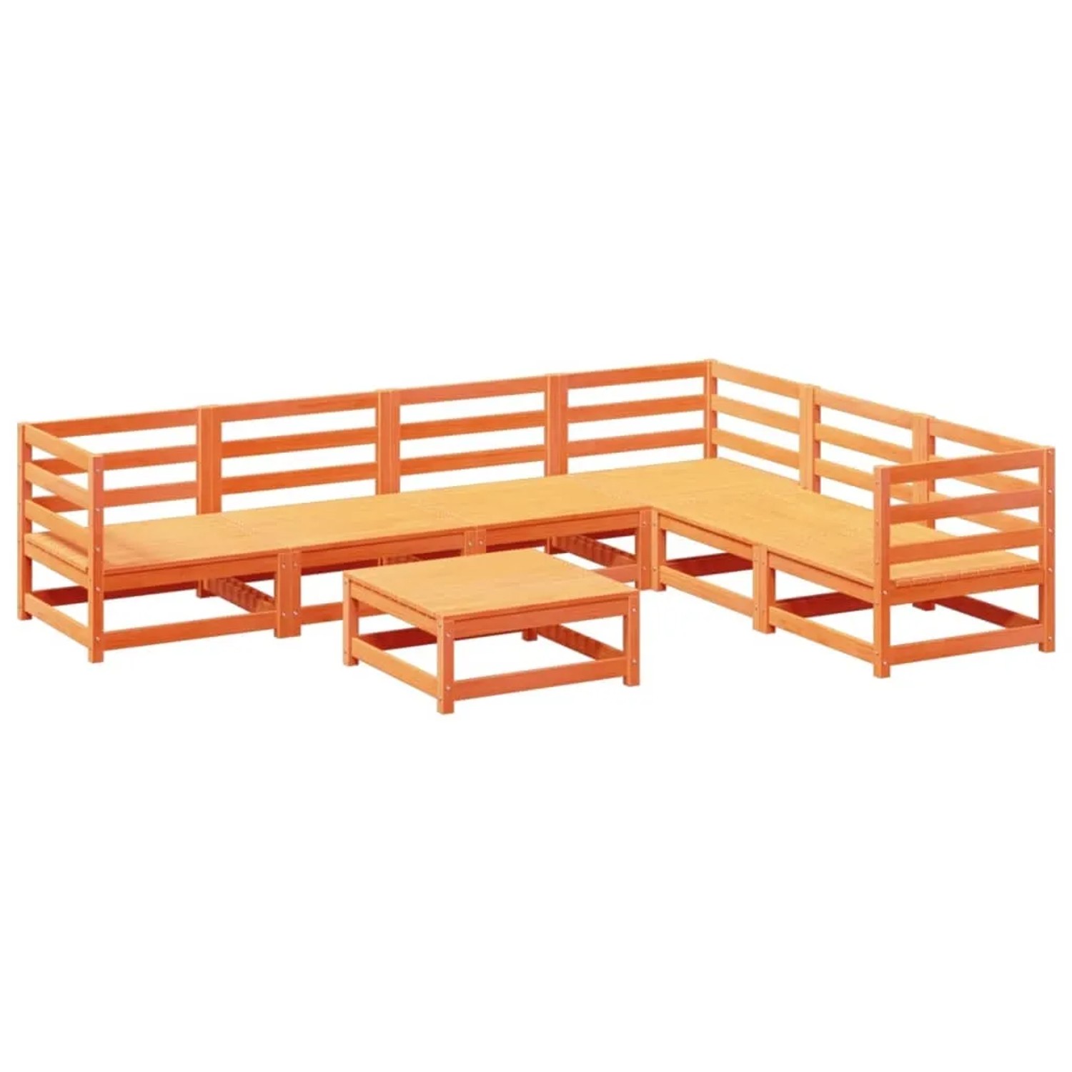 vidaXL 7-Tlg Garten-Sofagarnitur Wachsbraun Massivholz Kiefer 3299464 günstig online kaufen