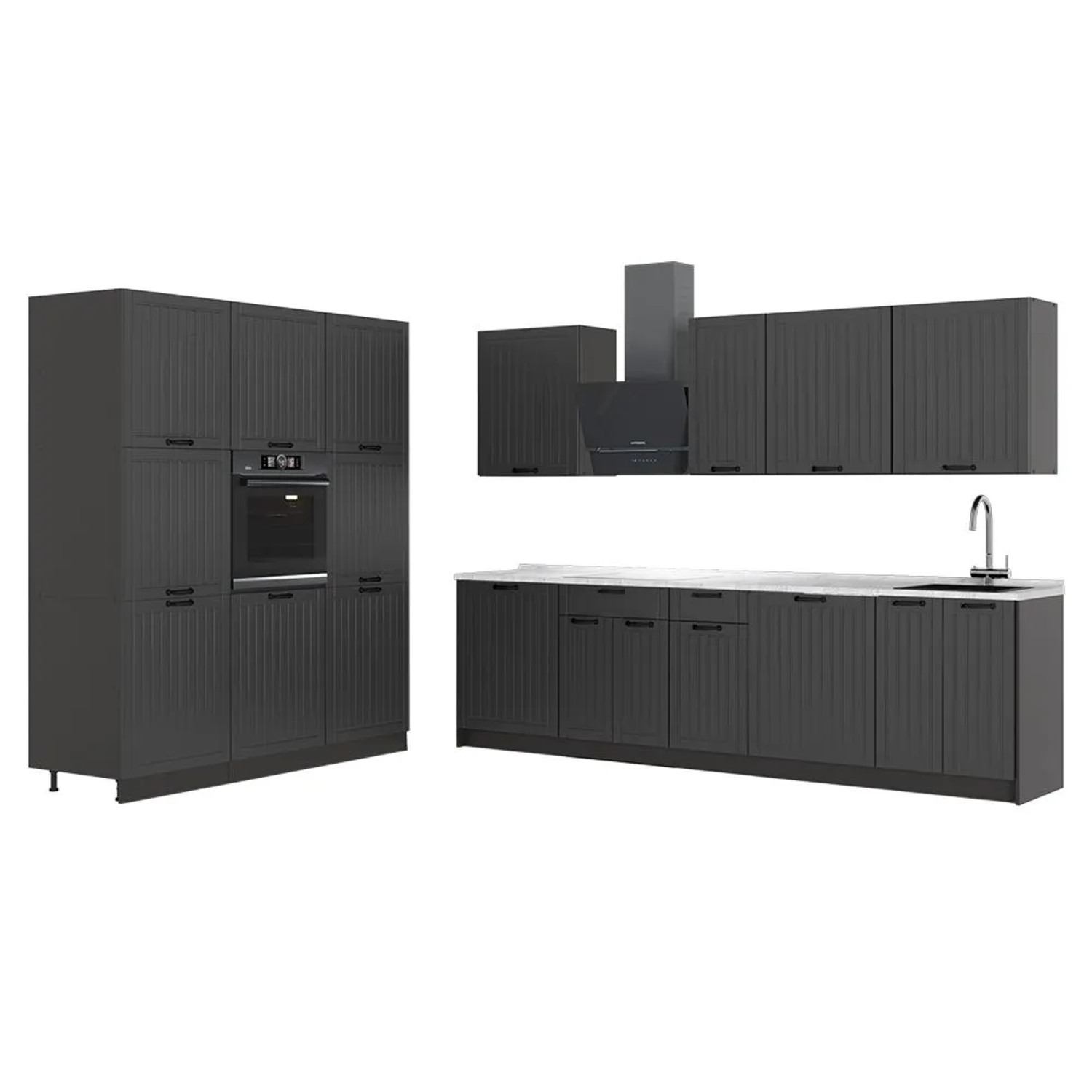 Vicco Küchenzeile Fame-Line Dunkelgrau/Anthrazit 460 x 207 AP Marmor Art Nr 63761