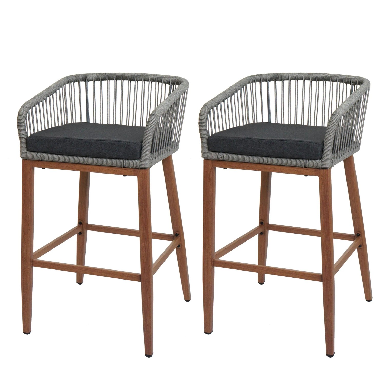 Proregal 2er-Set Rope-Barhocker HxBxT 92x51x53 cm Sitzhöhe 76cm Hellgrau Ki günstig online kaufen