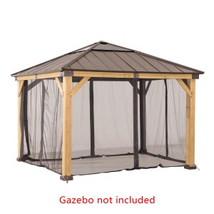 Moskitonetz für Sunjoy Zedernholz Pavillon, 336x336 cm, Khaki. Insektenschutz für Gartenpavillon.