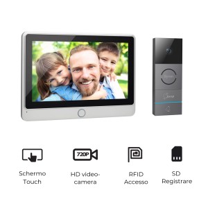 Byron Video-Türsprechanlage mit 7-Zoll Touchscreen und RFID-Zugangskontrolle.