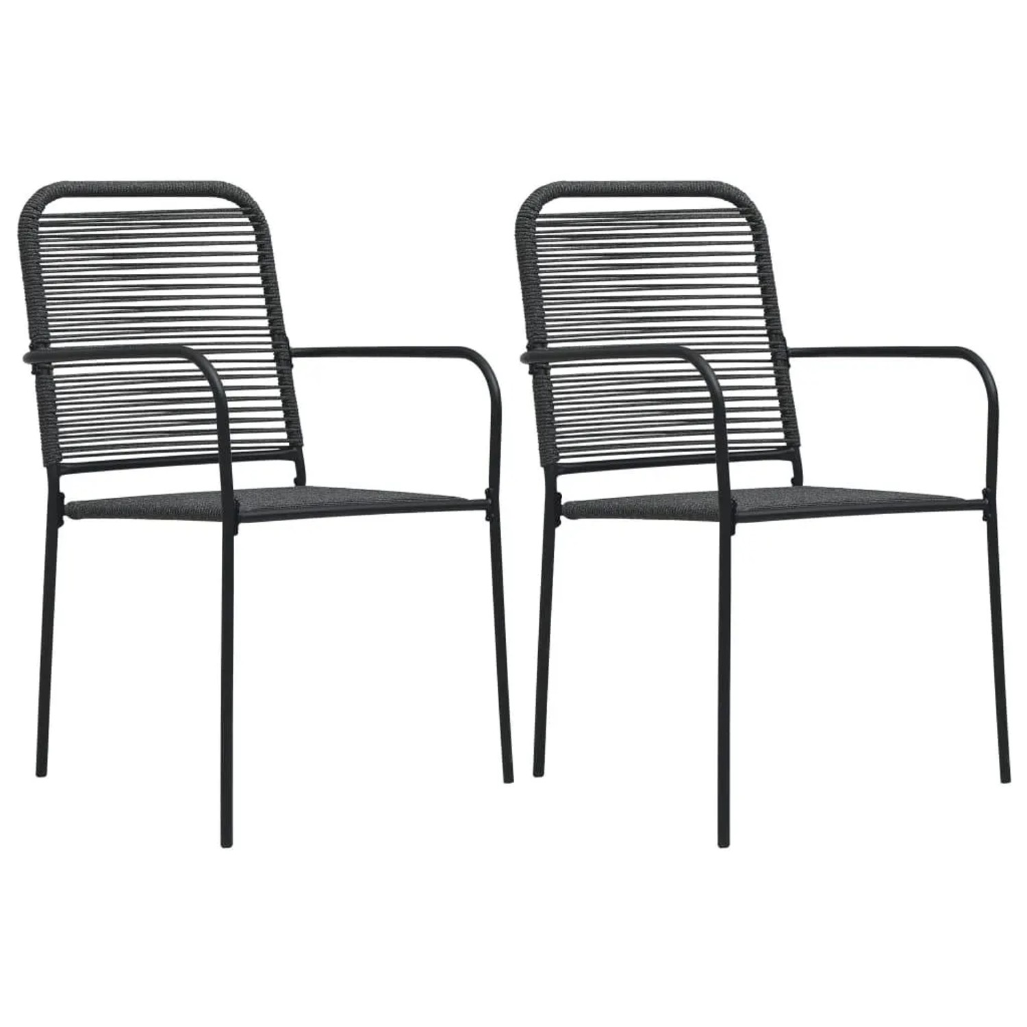 Furnicato Gartenstühle 2 Stk Baumwollseil Und Stahl Schwarz