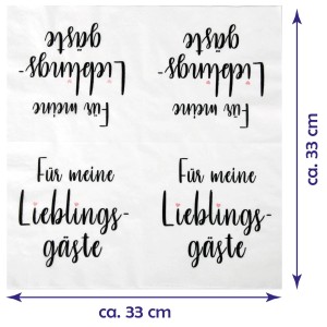 Bestlivings Servietten mit Aufdruck "Für meine Lieblingsgäste", 3-lagig, 33x33cm, 20er Pack.