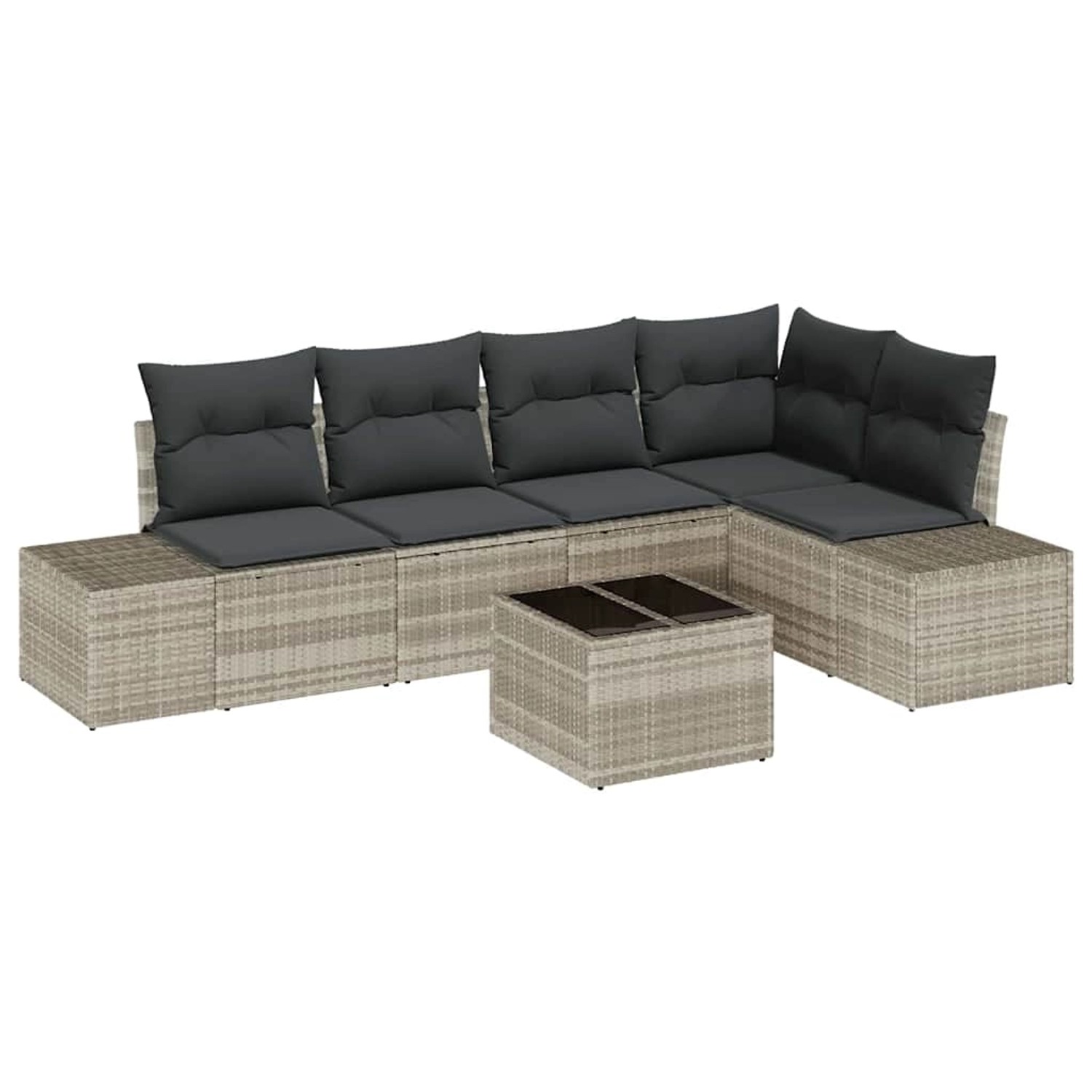 vidaXL Garten-Sofa-Set 6-Tlg Hellgrau Poly Rattan 3347072 günstig online kaufen