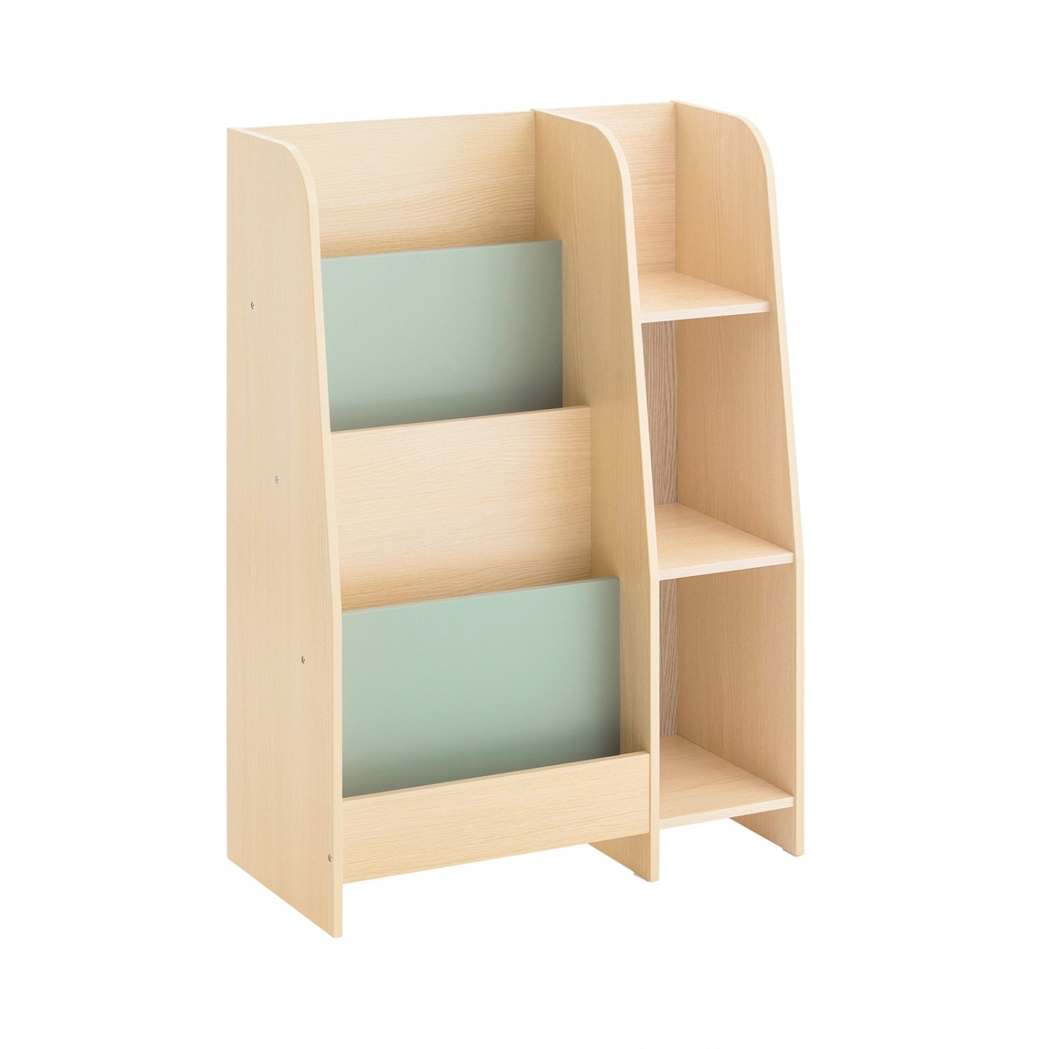 SoBuy Kinderregal mit 3 Fächer und 4 Ablagen Bücherregal Natur KMB114-GR günstig online kaufen