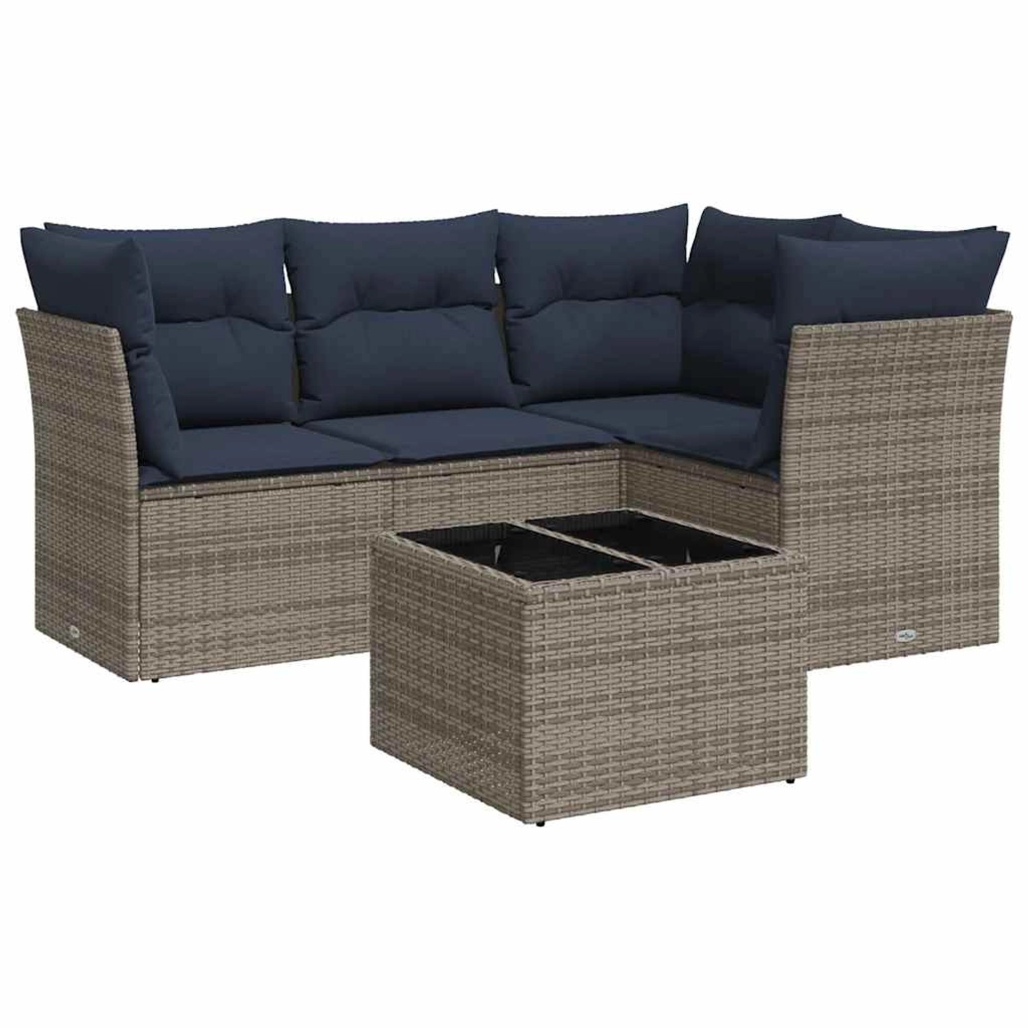 vidaXL 5-Tlg Garten-Sofagarnitur mit Kissen Grau Poly Rattan 3217591 günstig online kaufen