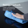 Anthrazitfarbenes Bestlivings Microfaser Geschirrtuch im 8er-Pack beim Reinigen eines Kochfelds.