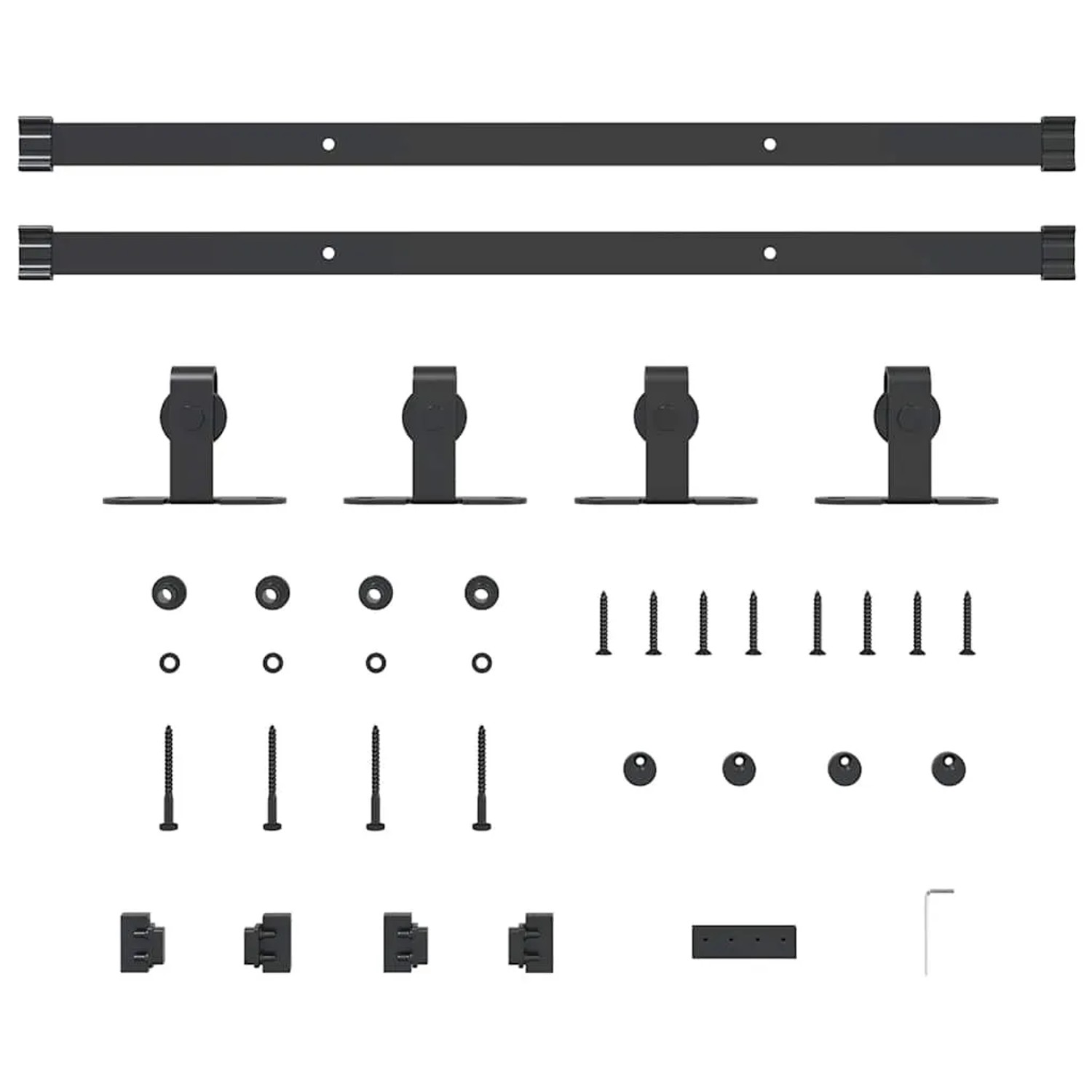 vidaXL Schiebetürbeschlag Set 122cm, Karbonstahl, für Schranktüren. Komplettes Set mit Schienen, Rollen und Zubehör.