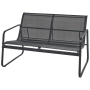 Schwarze 2-Sitzer Lounge Gartenbank BARREA aus Stahl für Terrasse & Garten.