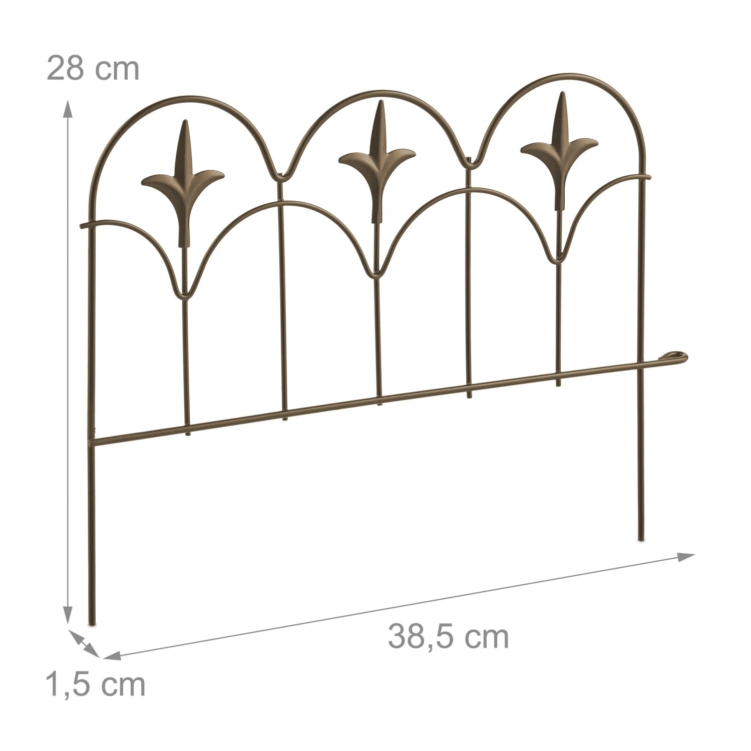 Relaxdays Beeteinfassung Stahl Bronze 4er Set 28 cm x 38,5 cm x 1,5 cm_4
