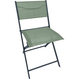Klappbarer Gartenstuhl Toconao in Anthrazit-Grün aus Stahl, ideal für Terrasse und Balkon.