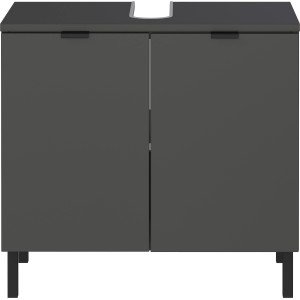 Germania Waschbeckenunterschrank Graphit, 60 cm breit, mit zwei Türen und Metallgriffen.