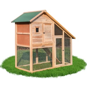 NYVI Kaninchenstall aus Holz mit Auslauf und grünem Dach, 138x61x120 cm.