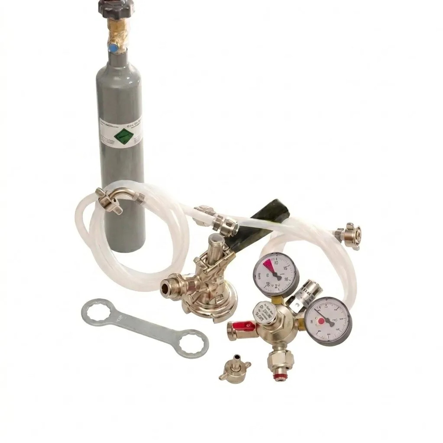 Ich-Zapfe Zubehörpaket 1 Köpi Fitting 10 mm Bierschlauch 0,5 kg Kohlensäureflasche Grau Metall