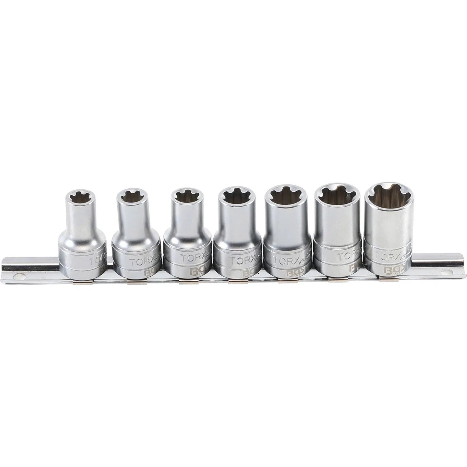 BGS Steckschlüssel Einsatz Satz T Profil Plus  Für Torx Plus  Antrieb Innenvierkant 10 Mm  3 8 Zoll  SW 10EP 20EP 7Tlg  9587