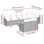 vidaXL Gartenmöbel Set, 9-teilig, grau, Poly Rattan, mit Maßangaben für Sofa und Tisch.