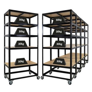 PROREGAL Mega Deal 5x Kommissionierwagen BÜFFEL Fahrbares Kommissionierregal 192x90x50cm 5 Ebenen Fachlast 50kg 2x Mit Feststellbremse Schwarz