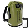 Olivgrüner SCANDIC NATURE 35L Outdoor Rucksack, wasserdicht, Roll Top, mit Reißverschlusstasche und Handytasche.