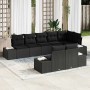 Schwarzes 8-teiliges Garten-Sofa-Set aus Poly Rattan mit Kissen von vidaXL.