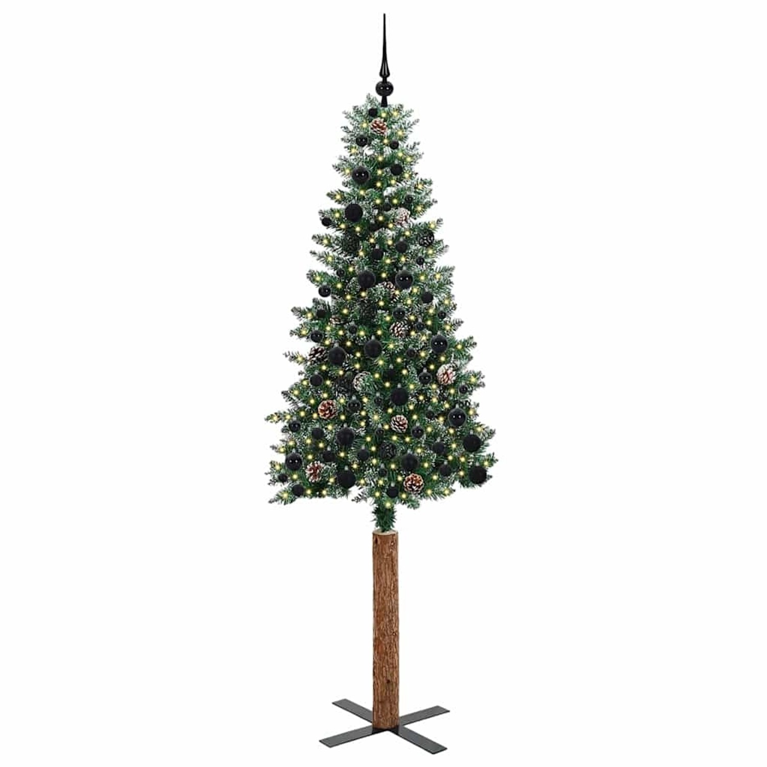 vidaXL Schlanker Weihnachtsbaum mit 300 LEDs Grün und Weiß 210 cm 3394913